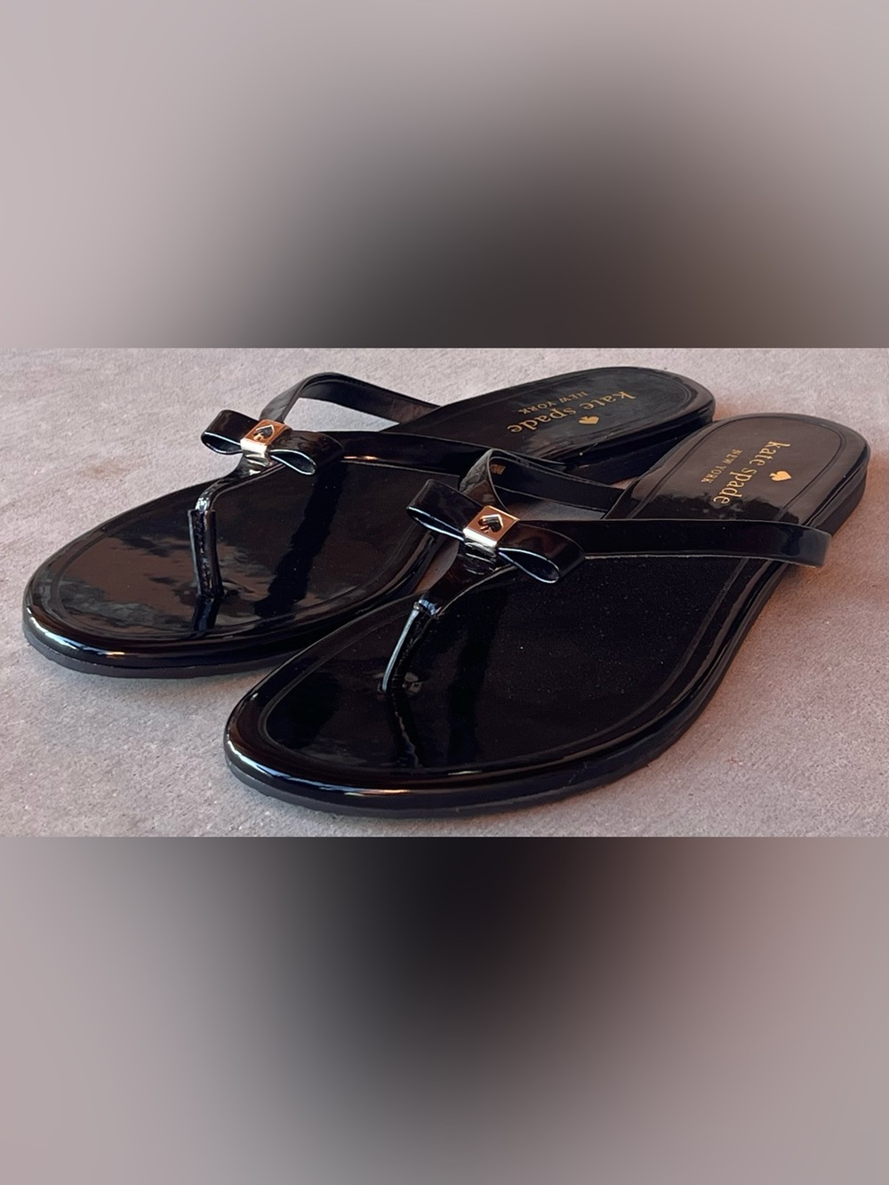 Kate Spade New York Jayla Black Jelly Bow Flip Flop Sandals Women’s Size 8 NWOT